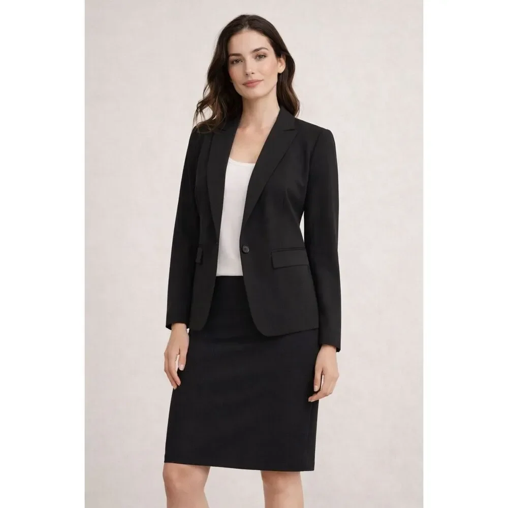 Ann Taylor one button Classic blazer in stretch Cotton Shorts ZS 6
